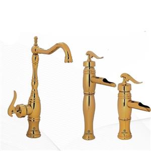 ست شیرالات ساختمان رنگ طلا بسیار سنگین جنس درجه 1 و استاندارد و دارای نشان کیفیت ایزوو 9001