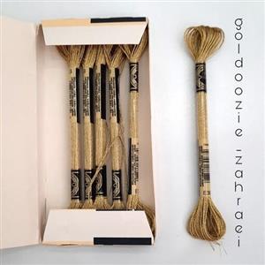 نخ گلدوزی برند دمسه زری دار رنگ طلایی کلاف 8 متری