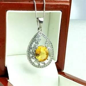 گردنبند سیترین طلایی اصلی