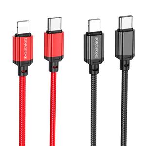 کابل شارژ و دیتا بروفون مدل BX87 و 20 وات تایپ سی به لایتنینگ به طول 1 متر