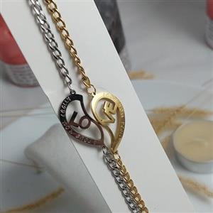 دستبند ست زوج(استیل) طرح love(لاو) رنگ ثابت و ضد حساسیت