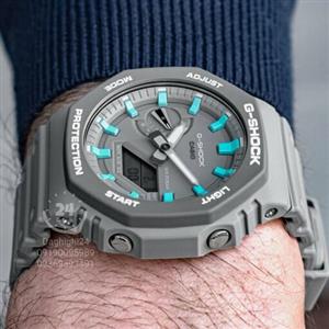 ساعت  مچی جی شاک GA2100 طوسی ایندکس آبی(جیشاک GShock) های کپی تمام فول تنظیم اتوماتیک با پایتخت کشورها ،اتولایت اتوماتیک