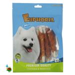 تشویقی سگ ایفوریا با طعم مرغ مدل میله ای دور پیچ Euphoria dog treats with chicken & calcium وزن ۱۰۰ گرم