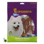 تشویقی سگ ایفوریا با طعم مرغ مدل دمبل Euphoria dog treats with chicken & calcium وزن ۱۰۰ گرم