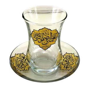 102636-استکان و نعلبکی کمرباریک یا رضا ع-6تایی-12پارچه-طرح ستاره ای