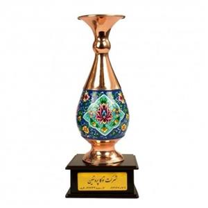 تندیس گلدان 16 مس و پرداز نقاشی پایه دار برای هدیه و یاد بود و دکوری و کادویی صنایع دستی سایروس تندیس