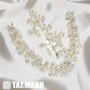 ریسه موی کریستال طلایی نقره ای سفید(2عددی) مدل RSPC2-TT ماه فام و تاج ماه
