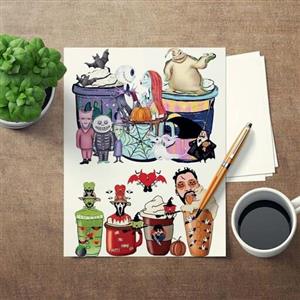 برچسب و استیکر استیکر(برچسب) بدون برش یک برگ طرح هالووین 2 به سایز A5 