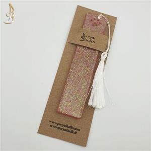 بوکمارک رزینی (نشانگر کتاب) 15 در 3  اتصال پنجه اکلیل ریشه ای صورتی سبز  کد 043