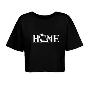 کراپ تیشرت زنانه طرح HOME کد 01 رنگ مشکی