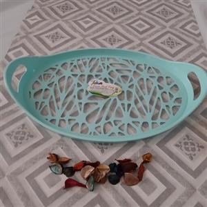 سینی  پارک مدل بیضی  طرح ترک یا کویرسبز رنگ  دسته دار مخصوص پارک و مسافرت