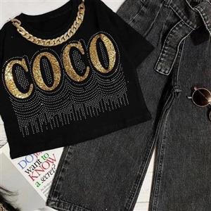 کراپ  دخترانه مشکی و سفید مدل coco