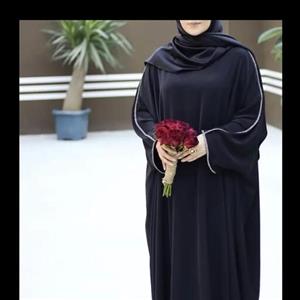 مانتو عبایی کرپ الیزه با خرجکار نگین مدل شکوهِ ماه شو مزون