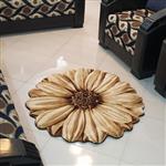 قالیچه گرد 3 بعدی گلسار زرباف قطر یک متر رنگ شکلاتی