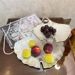 ظرف پذیرایی دو طبقه الومینیومی با ابکاری طلایی و نقره ای