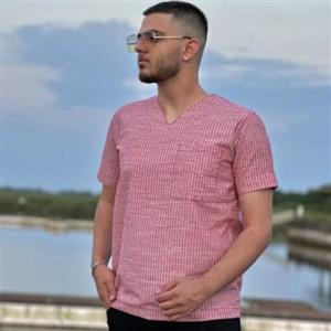 تیشرت یقه کوبایی مردانه قواره دار از سایز لارج تا 3ایکس لارج