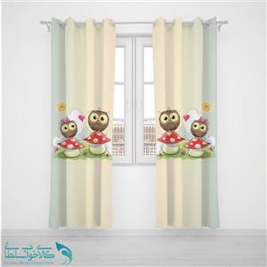 پرده پانچی اتاق کودک طرح جغد عاشق کد A1374