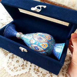 گلدان میناکاری مسی سایز 20  با جعبه مخمل 