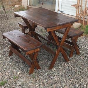 میز و نیمکت تاشو چوبی درجه یک 