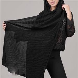 شال پلیسه حریر  مشکی و جدید