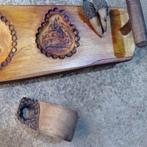 سینی سرو قهوه همراه با کاپ چوبی بزرگ (کوکسا) چوب گردو تک