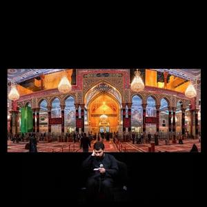 پرچم محرم امام حسین طرح ورودی باب القبله حرم سایز 140در400