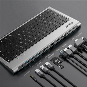 QGeeM Aluminum Alloy Keyboard11 In 1 USB-C Hub Docking-ارسال 20 روز کاری Keyboard 11 