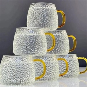 لیوان پیرکس دسته طلایی شعله مستقیم