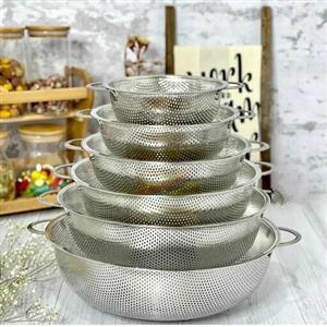 آبکش پانچ آبکش استیل دسته دار سرویس آبکش استیل 6تایی