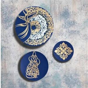 ست دیوارکوب سفال کالیگرافی طرح مولانا سنتی تابلو هنری صنایع دستی ایرانی