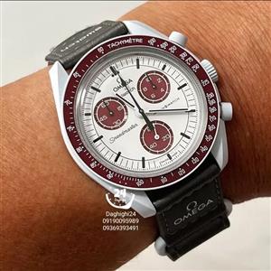 ساعت مچی امگا سواچ پلوتون  Omega x Swatchمدل Mission to pluto  رنگ  سرخابی