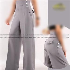 شلوار بگ فاق بلند سوپر مازراتی داخل کار گان دوزی شده تمام دکمه ها نقره ای