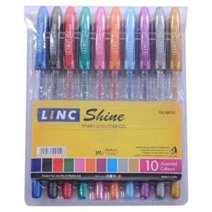 روان نویس اکلیلی 10 رنگ لینک مدل shine 1001G Linc 10 Color sparkle glitter gel Rollerball Pen - shine  1001G