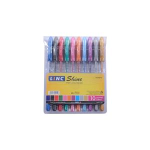 روان نویس اکلیلی 10 رنگ لینک مدل shine 1001G Linc 10 Color sparkle glitter gel Rollerball Pen - shine  1001G