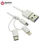 کابل دیتا Micro USB 2.0 با تبدیل Type-C و Lightning فرانت به طول 1 متر                                         Faranet Micro USB 2.0 Cable With Type-C And Lightning Converter 1m