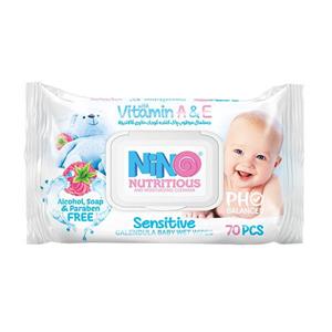 دستمال مرطوب پاک کننده کودک کالاندولا نینو 70 عددی Nino Calendula Baby Wipes 70pcs