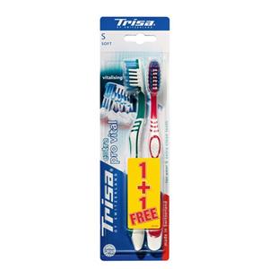 مسواک تریزا مدل Pro Vital با برس نرم بسته 2 عددی Trisa Pro Vital Soft Toothbrush 2Pcs