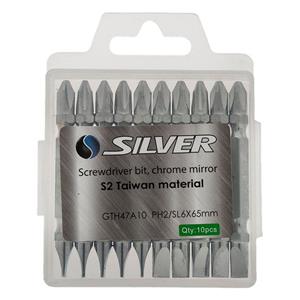 سری پیچ گوشتی دوطرفه سیلور مدل GTH47A10 بسته 10 عددی Silver GTH47A10 Two Sided Screwdrive Bit Set 10 PCS