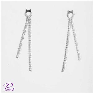 گوشواره نقره تنیسی پاپیون کد E2077 با روکش طلای سفید