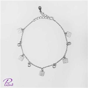 دستبند نقره سنگ و پنجره کد B2115 با روکش طلای سفید