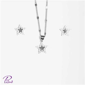 نیم ست نقره ستاره درخشان کد H2093 با روکش طلای سفید