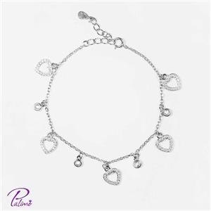 دستبند نقره سنگ و قلب کد B2120 با روکش طلای سفید 