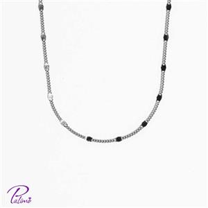 زنجیر نقره کارتیه پلاک دار ایتالیایی کد C2078 با روکش طلا سفید 