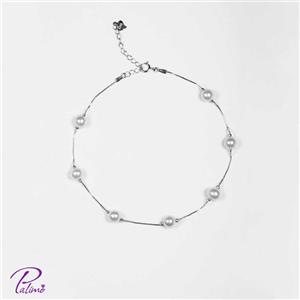 دستبند نقره مروارید کد B2094 با روکش طلا سفید 