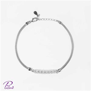 دستبند نقره کارتیه و زنجیر کد B2123 با روکش طلای سفید 