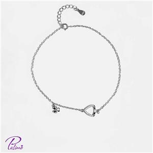 پابند نقره گل و کمان کد B2102 با روکش طلای سفید