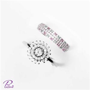 حلقه پشت و انگشتر رنگی کد R2097 با روکش طلای سفید