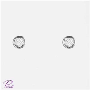 گوشواره نقره دایره کد E2089 با روکش طلای سفید 