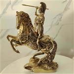 مجسمه برنزی اسب و سرباز پر کار سنگین کد ۲۸۴۶