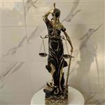 مجسمه برنزی مدل بانوی عدالت سایز بزرگ پر کار مشکی طلایی کد ۲۸۴۹